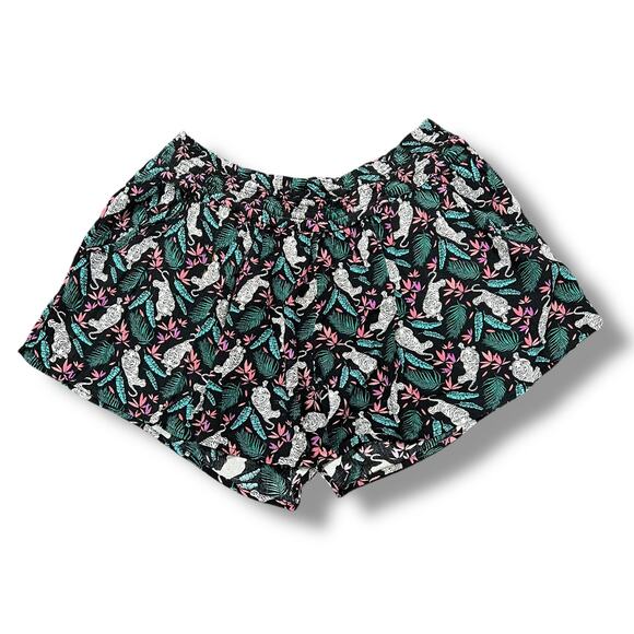 Old Navy Girls Paperbag Waist Shorts Lightweight Tiger Tropical Print XL 14 - Picture 1 of 7